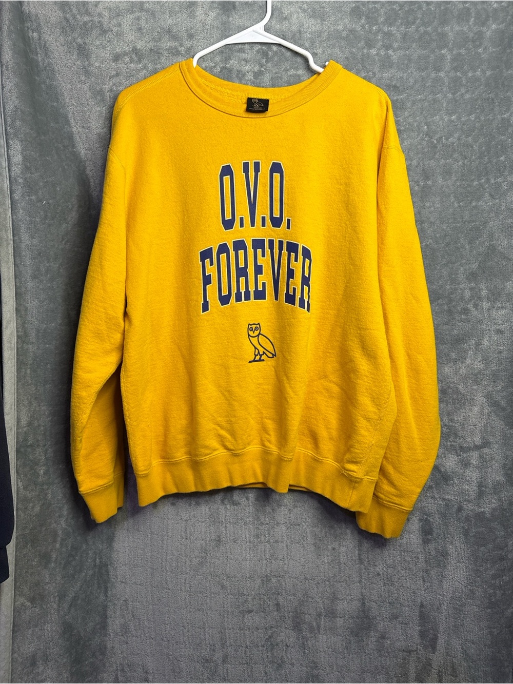 OVO Yellow 'Forever' Crewneck Sweatshirt with Navy Print